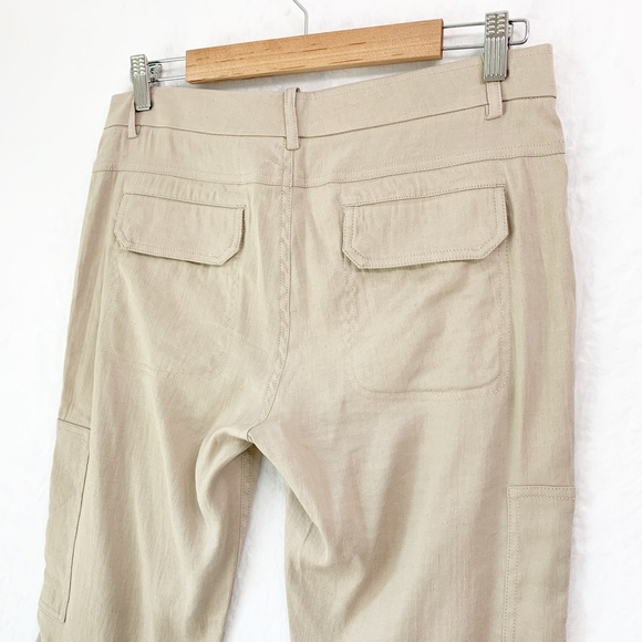 Vince Women's Linen Blend Cargo Jogger Trouser Pants Khaki Sz 4 - Picture 5 of 13
